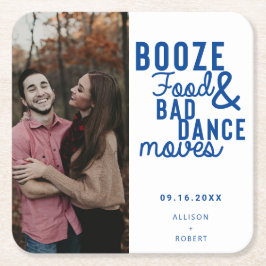 Booze Food & Bad Dance Movesの日付結婚写真 スクエアペーパーコースター