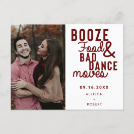 Booze Food & Bad Dance Moves日付おもしろい写真 案内ポストカード
