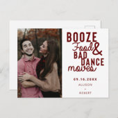 Booze Food & Bad Dance Moves日付おもしろい写真 案内ポストカード (正面/裏面)