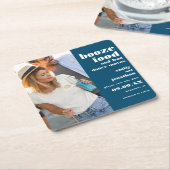 Booze Food Bad Dance PhotoターコイズSave The Date スクエアペーパーコースター (アングル)