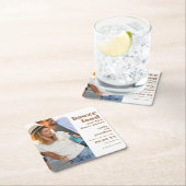 Booze Food Bad Dance Photo金ゴールドSave The Date スクエアペーパーコースター (インサイチュ)