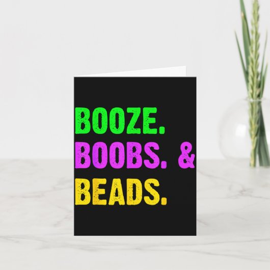 Booze S Beads Funny Mardi Gras New Orleans Festiva カード (正面)