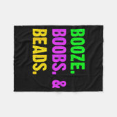 Booze S Beads Funny Mardi Gras New Orleans Festiva フリースブランケット (正面(横))