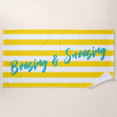 Boozing and Snoozing Cabana Stripe Pool Party ビーチタオル (正面)