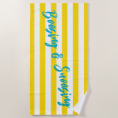 Boozing and Snoozing Cabana Stripe Pool Party ビーチタオル (正面)