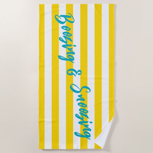 Boozing and Snoozing Cabana Stripe Pool Party ビーチタオル (正面)