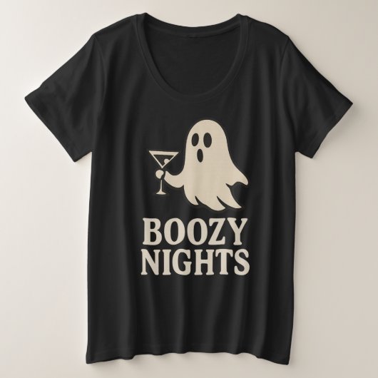 Boozy Nights | ghost glam walk プラスサイズTシャツ (デザイン正面)