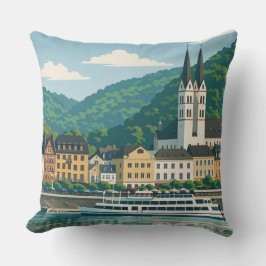 Boppard Germany Scenic Vintage Travel Art クッション