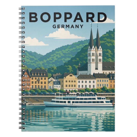 Boppard Germany Vintage Travel Art ノートブック (正面)