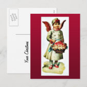 boqueを運ぶ天使として服を着る女の子 シーズンポストカード (正面/裏面)