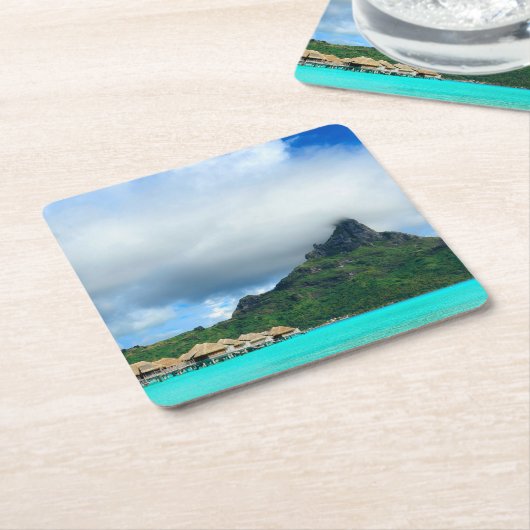 Bora Boraのコースターの熱帯リゾート スクエアペーパーコースター (アングル)