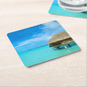 Bora BoraのコースターのOverwaterのバンガロー スクエアペーパーコースター (アングル)