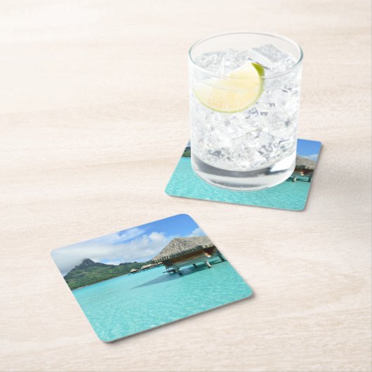 Bora BoraのコースターのOverwaterリゾート スクエアペーパーコースター (インサイチュ)