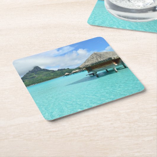 Bora BoraのコースターのOverwaterリゾート スクエアペーパーコースター (アングル)