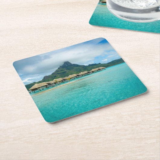 Bora Boraの島のコースターの眺め スクエアペーパーコースター (アングル)