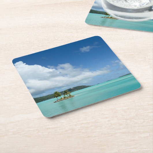 Bora Boraの礁湖のコースターのヤシの木 スクエアペーパーコースター (アングル)