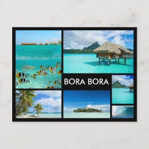 Bora Boraの複数の画像のコラージュの黒の郵便はがき ポストカード