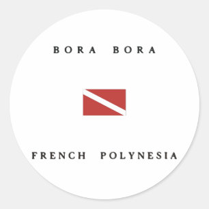 Bora Boraフランス領ポリネシアのスキューバ飛び込みの旗 ラウンドシール
