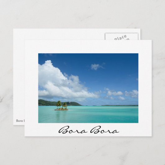 Bora Boraラグーンのヤシの木の白い文字 ポストカード (正面/裏面)