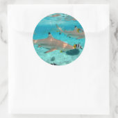 Bora Boraラグーンの周りのステッカーにサメ ラウンドシール (バッグ)
