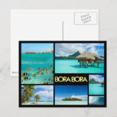 Bora Bora複数イメージコラージュ黒はがき ポストカード (正面/裏面)
