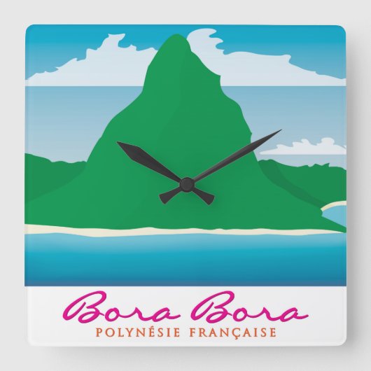 Bora Bora スクエア壁時計 (正面)