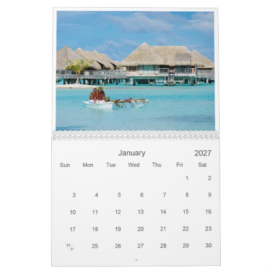 Bora Bora 20XXランドスケープ写真カレンダー カレンダー (1月 2027)