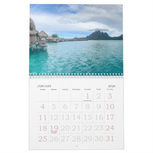 Bora Bora | French Polynesia | Tahitian Calendar カレンダー (1月 2026)