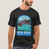 Bora Bora French Polynesia Travel Retro Emblem Vin Tシャツ (正面)