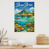 Bora Bora Tahiti - Vintage Travel ポスター (キッチン)