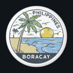 Boracay Philippines Vintage マグネット<br><div class="desc">Boracay vector art design. Boracay is a small island in the central Philippines. It's known for its resorts and beaches.</div>