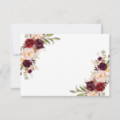 Bordeaux Blush Moody Floral Wedding RSVP Card (裏面)