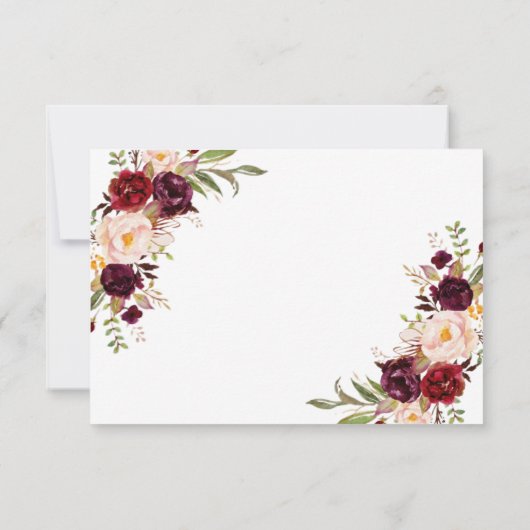 Bordeaux Blush Moody Floral Wedding RSVP Card (裏面)