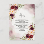 Bordeaux Blush Watercolor Wedding Details Card エンクロージャーカード (正面)