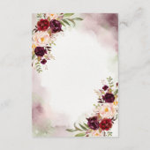 Bordeaux Blush Watercolor Wedding Details Card エンクロージャーカード (裏面)