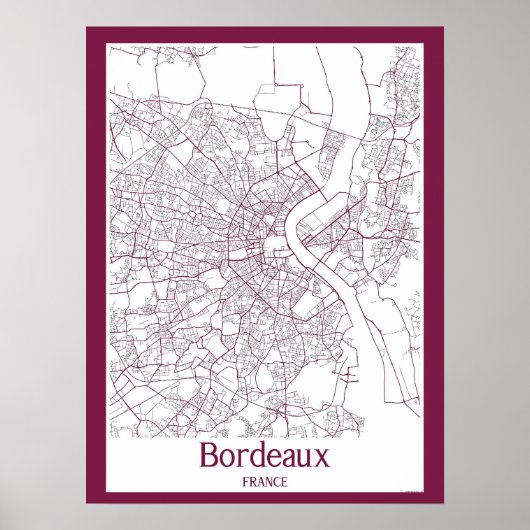 Bordeaux France City Map ポスター (正面)