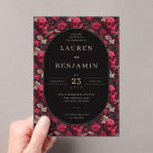 Bordeaux Gothic Paisley Wedding アクリル招待状 (インサイチュ (ポータブル))