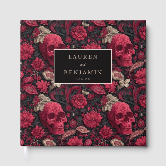 Bordeaux Gothic Paisley Wedding ゲストブック (正面)