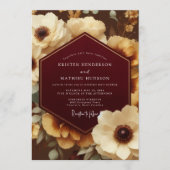 Bordeaux Ornate Botanical Wedding 招待状 (正面)