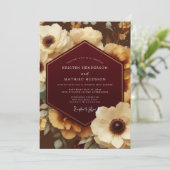 Bordeaux Ornate Botanical Wedding 招待状 (スタンド正面)