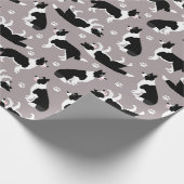 Border Collie and Paw Print Wrapping Paper ラッピングペーパー (角)