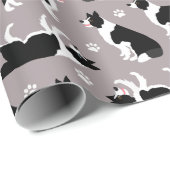 Border Collie and Paw Print Wrapping Paper ラッピングペーパー (ロールコーナー)