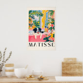 Border Collie Bathroom Print Funny Pink Matisse ポスター (キッチン)