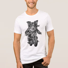 Border Collie Biker Dog トライブレンドＴシャツ