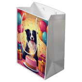 Border Collie Birthday Celebration ミディアムペーパーバッグ (裏面アングル)