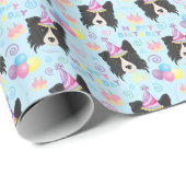Border Collie Birthday Gift Wrapping Paper Blue ラッピングペーパー (ロールコーナー)