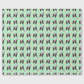Border Collie Birthday Gift Wrapping Paper Green ラッピングペーパー (フラット)