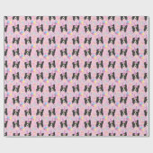 Border Collie Birthday Gift Wrapping Paper Pink ラッピングペーパー (フラット)
