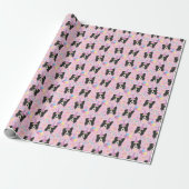 Border Collie Birthday Gift Wrapping Paper Pink ラッピングペーパー (アンロールド)