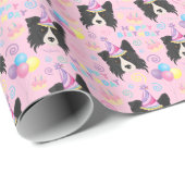 Border Collie Birthday Gift Wrapping Paper Pink ラッピングペーパー (ロールコーナー)